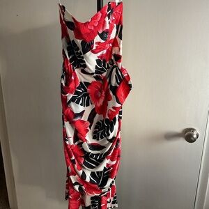 Vintage Hearts Strapless Red Floral Mini Dress 5 90s Y2K Party Coquette Retro